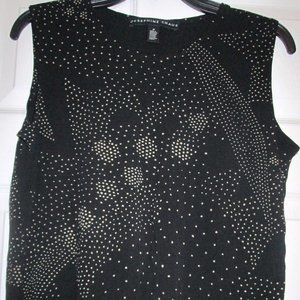 Josephine Chaus Black Geometric Polka Dot Tank Med